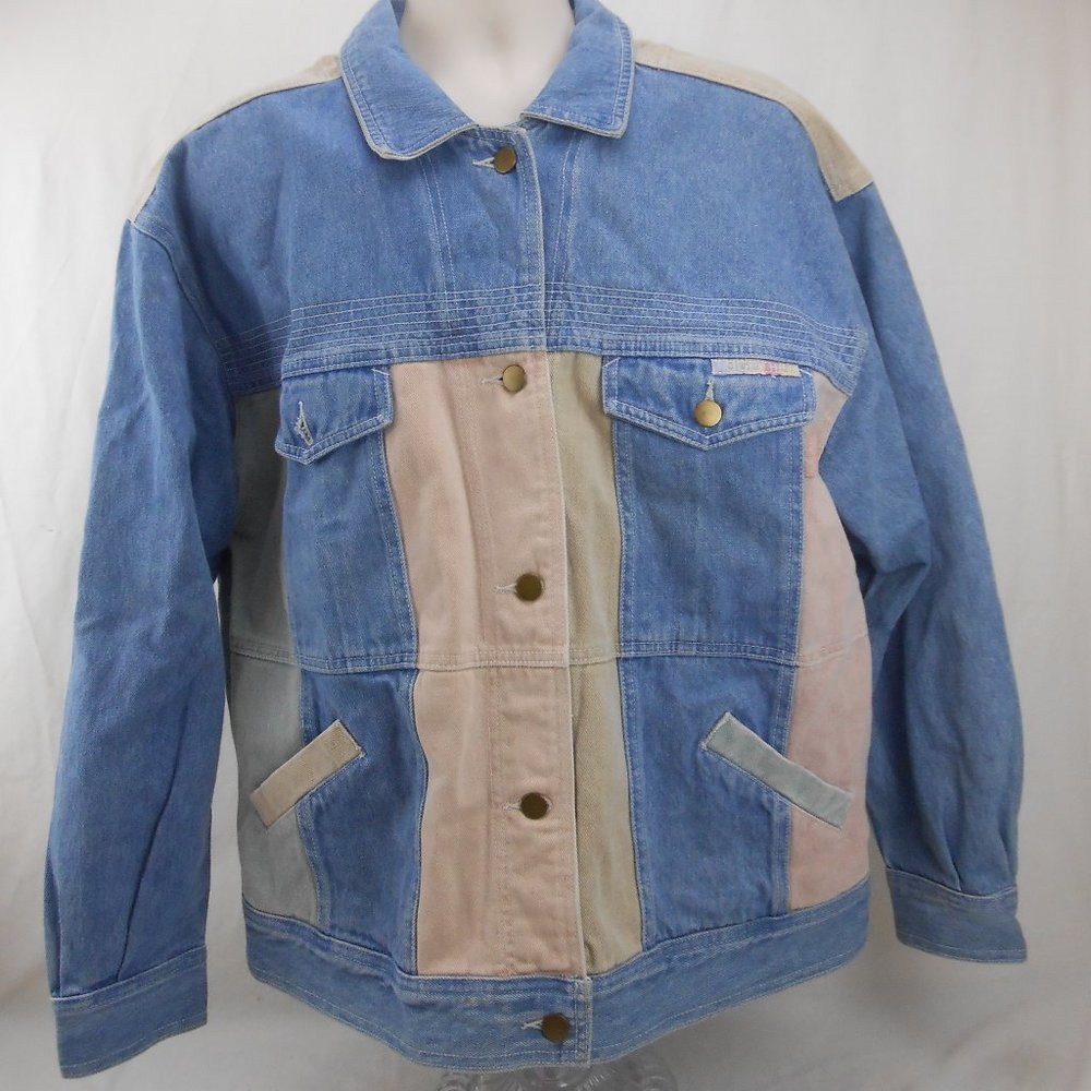 Vintage Multi Colored Denim Jacket size LARGE